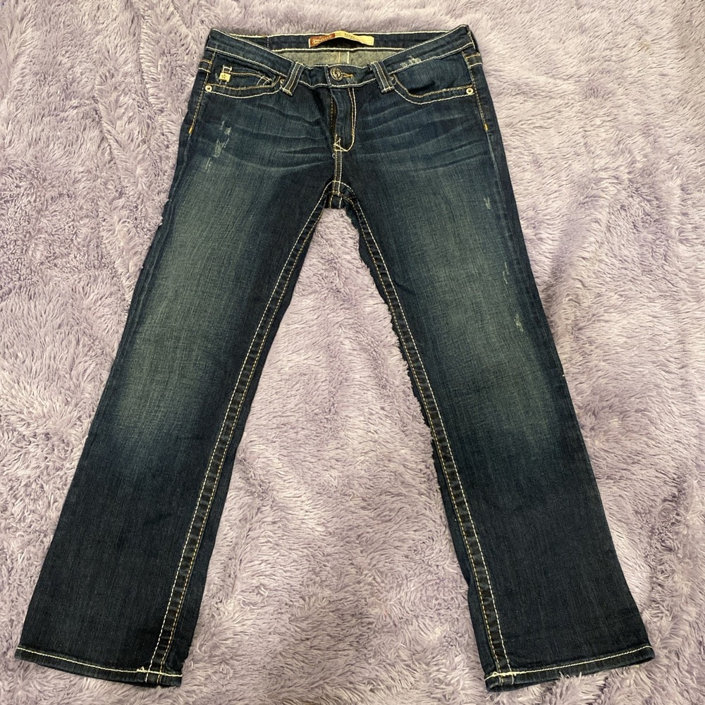 Big Star RIKKI LOW RISE‎ CAPRI, CROPPED , FLOOD WOMENS JEANS sz28 DARK BLUE
